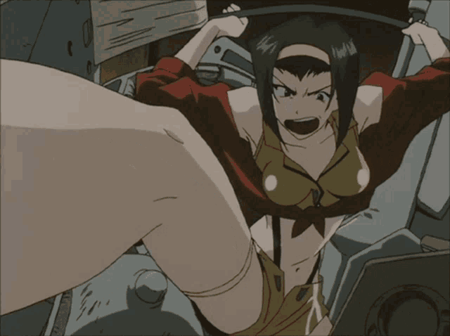 a cartoon of a woman in a crop top and shorts holding a steering wheel