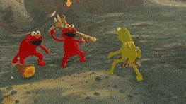 a person is playing a video game in a field with a sword and a shield .
