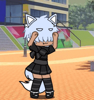 a cartoon of a girl with white hair and ears
