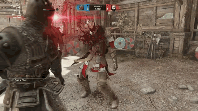 a screenshot of a video game with a quick chat button in the corner