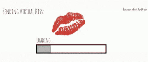 a loading bar with red lips on it and the words sending virtual kiss