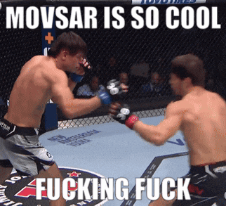 two men are fighting in a cage and the caption says " movsar is so cool "