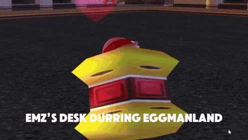 emz 's desk durring eggmanland is written on a screen