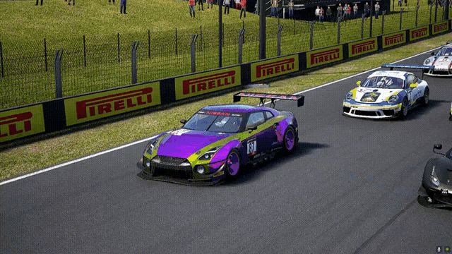a purple car with the number 83 on the side