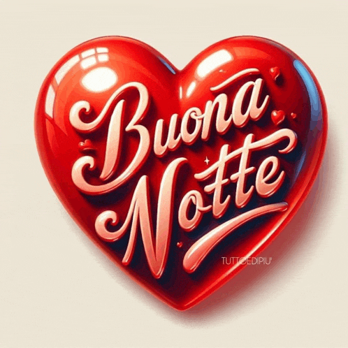 a red heart with the word buona notte written on it