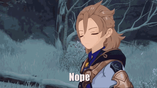 a cartoon character with the word nope written on the bottom