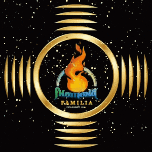 a gold circle with a fire and the words familia established 2007 on it