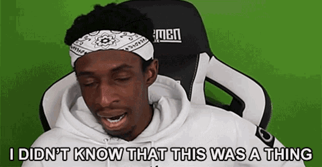 a man wearing a bandana and a hoodie says i did n't know that this was a thing .