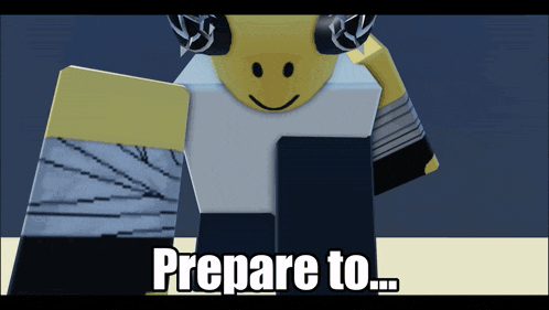 a cartoon character with horns and the words prepare to on the bottom