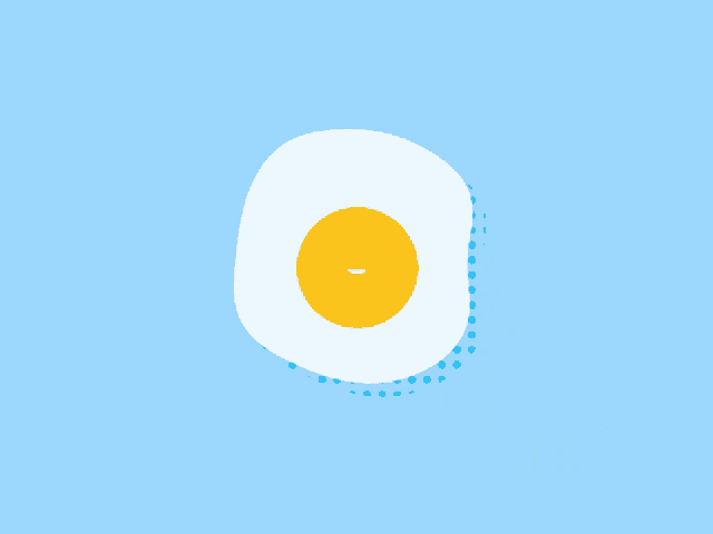 a cartoon drawing of two eggs with smiley faces on a blue background