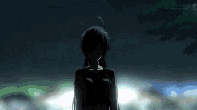 a silhouette of a girl with tokyo mx written in the corner