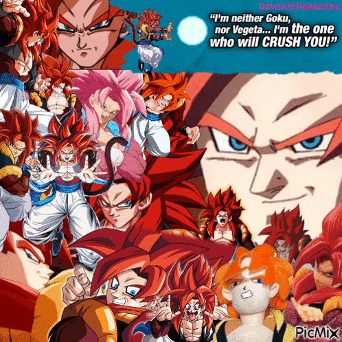a collage of dragon ball z characters with a quote from dawnondopamine