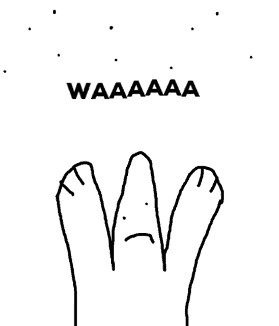 a black and white drawing of a spongebob character with the words waaaa written above it