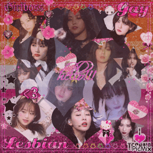 a collage of girls with the word lesbian on the bottom right