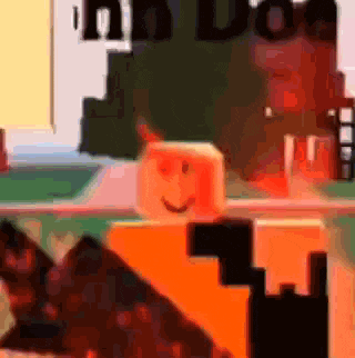 a cartoon character with a smiley face is standing in front of a sign that says `` no dog '' .
