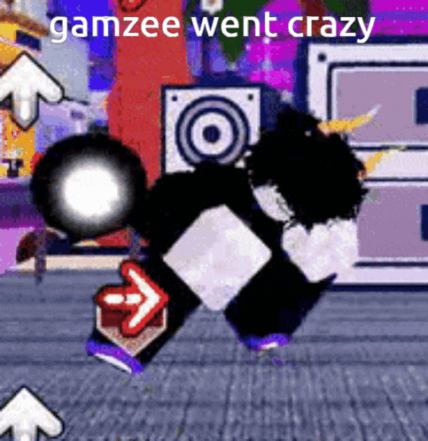 a cartoon character is dancing in a video game and the words gamzee went crazy are on the screen