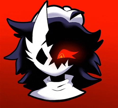 a cartoon drawing of a person with a red eye