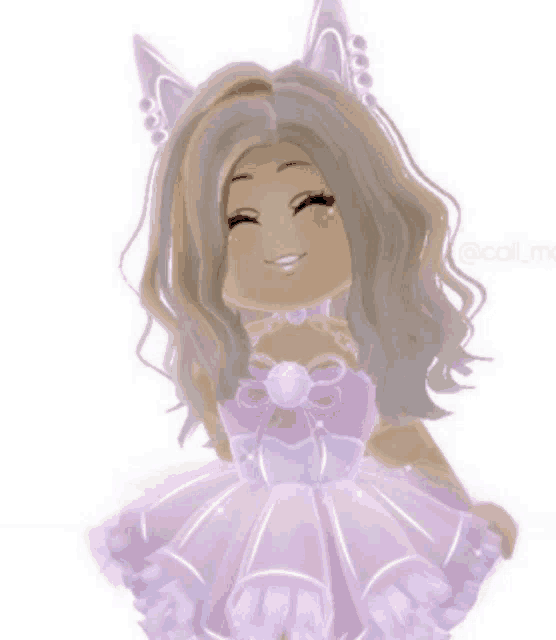 a girl with cat ears and a pink dress