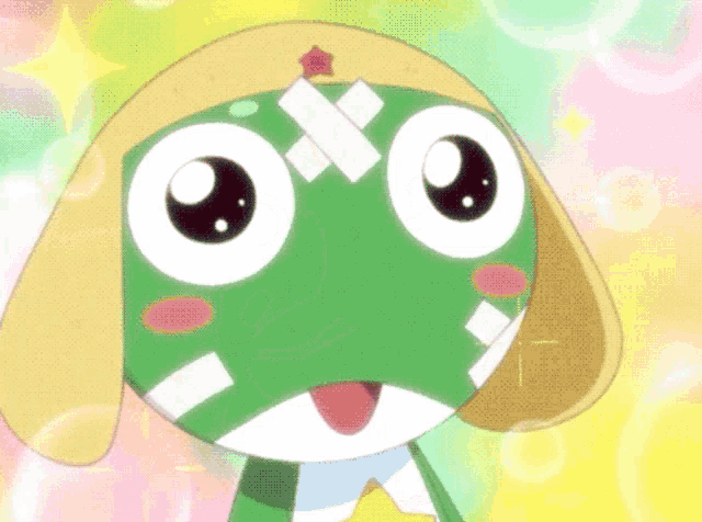 a cartoon frog with a bandage on its face