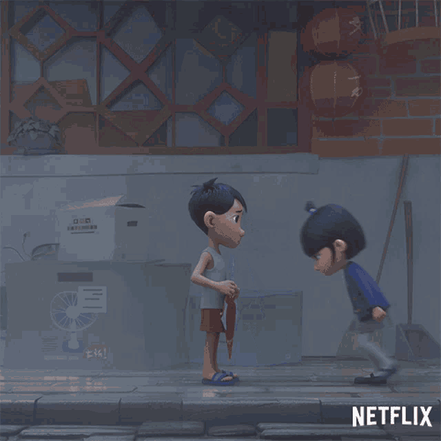 a cartoon of a boy and a girl kissing with netflix written on the bottom