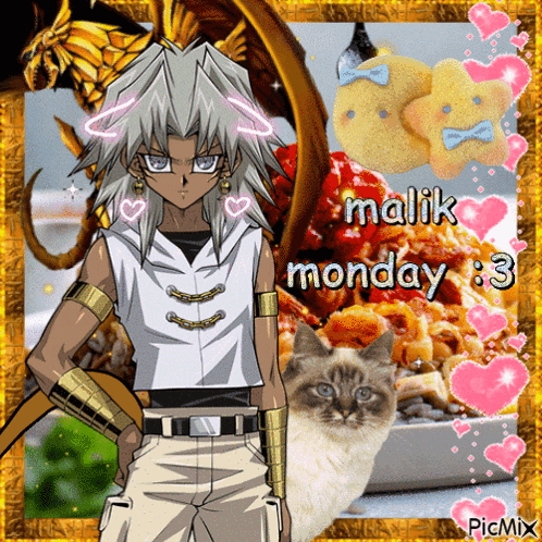 a picture of malik monday 3 with a cat and a dragon