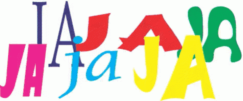 a colorful logo that says ' i a j a j a ' on a white background