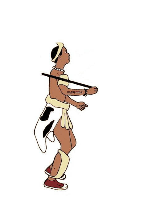 a drawing of a man holding a stick with the name mamma on the bottom right