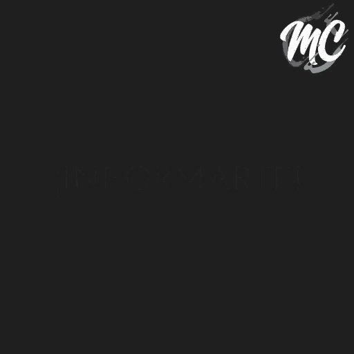 a black background with a white rectangle and the word mc