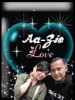 a man and a woman pose in front of a heart that says " aa-zio love "