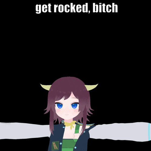 a 3d model of a girl with the words get rocked bitch on the bottom