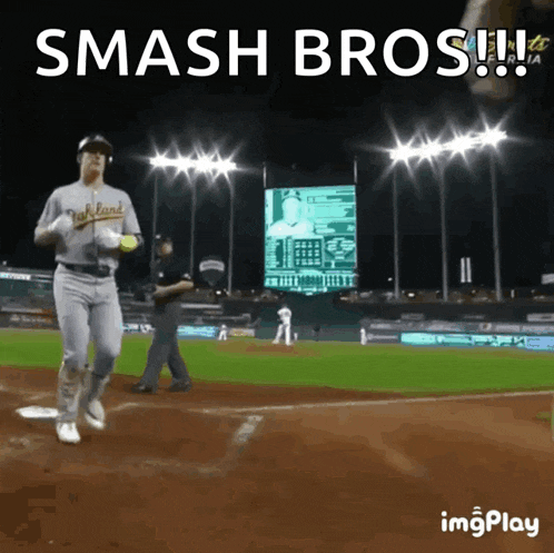 a baseball player with the word oakland on his jersey is running on the field
