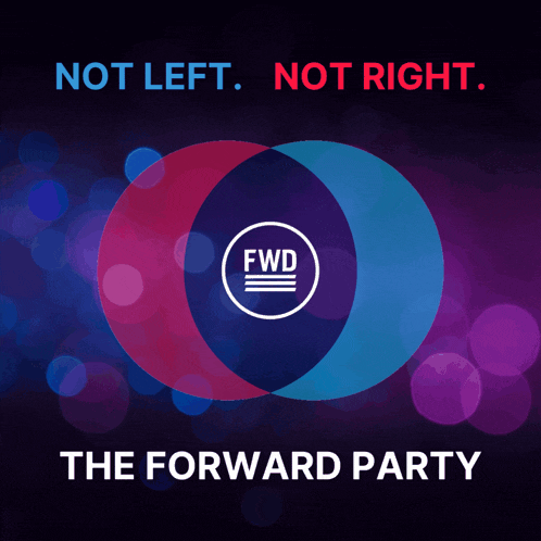 a purple and blue circle with fwd on it