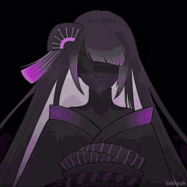 a drawing of a girl with purple rays coming out of her eyes .
