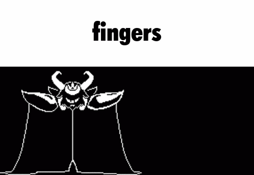 a pixel art of a demon with horns holding a red sword and the words fingers above it .