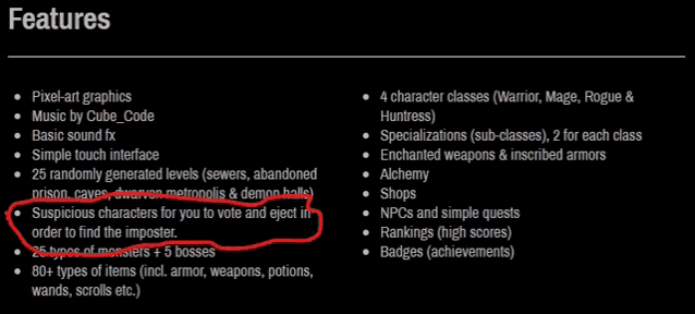 a screenshot of a video game features page with a red circle around suspicious characters