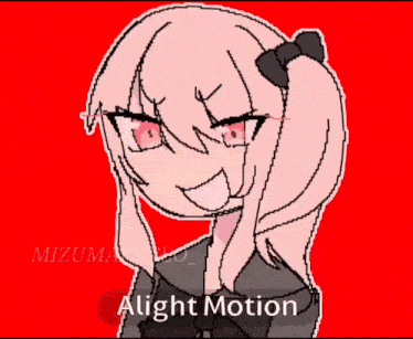 a cartoon of a girl with her tongue out and the words " alight motion " underneath her