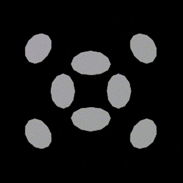 a white symbol on a black background with circles around it