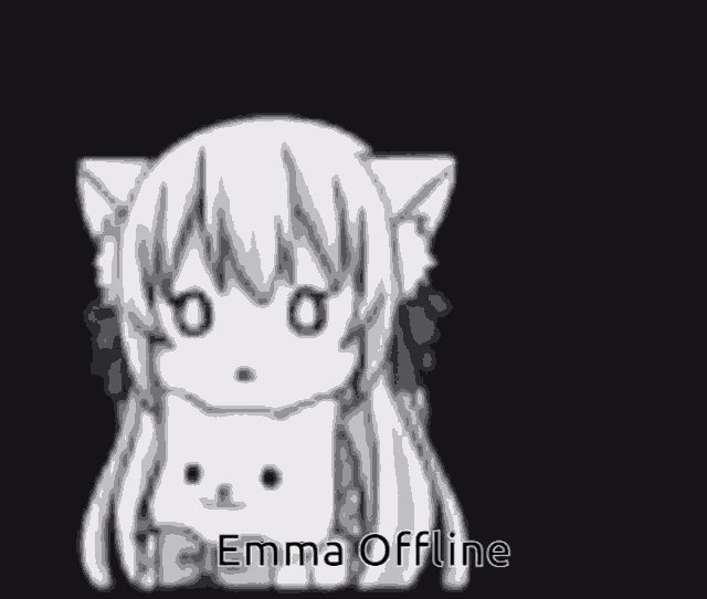 a black and white drawing of a cat girl holding a cat .