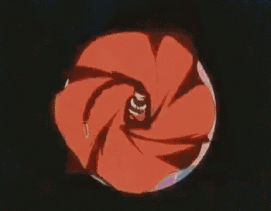 a close up of a cartoon character 's face with a red lightning bolt behind it .