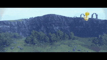 sonic the hedgehog is flying over a mountain in a video game