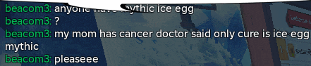 a screenshot of a conversation between beacom 3 and mythic