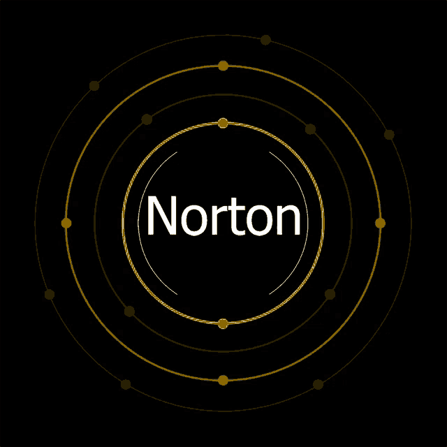 a black background with a yellow circle and the word norton