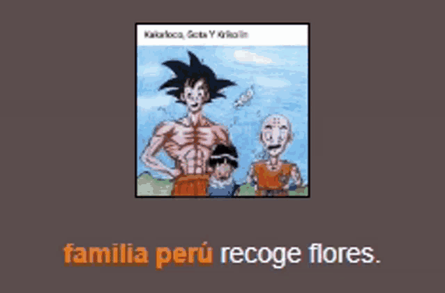 a picture of a cartoon character with the words familia peru recoge flores below it