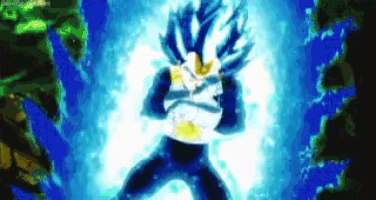 a pixel art of a person with blue hair standing in the dark .