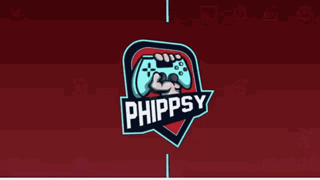 a logo for a gaming team called phippsy with a fist holding a video game controller .