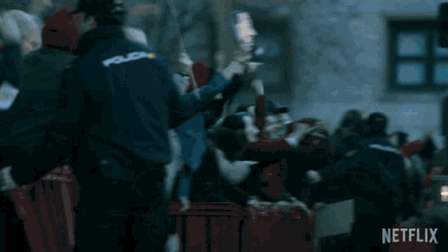 a netflix ad shows a man being thrown out of a military vehicle