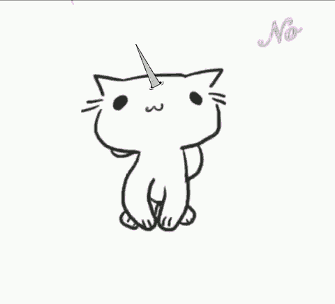 a white cat with a unicorn horn on its head .