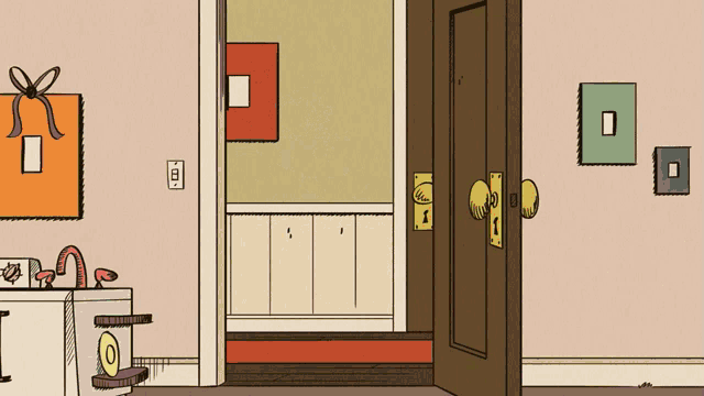a cartoon drawing of a bathroom with a toilet and a faucet