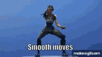 a video game character is dancing with the words smooth moves below her