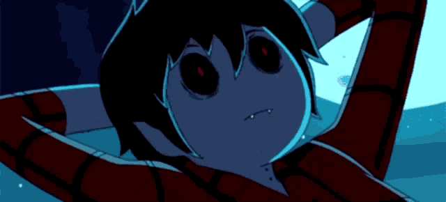 a cartoon character with red eyes and teeth is making a funny face